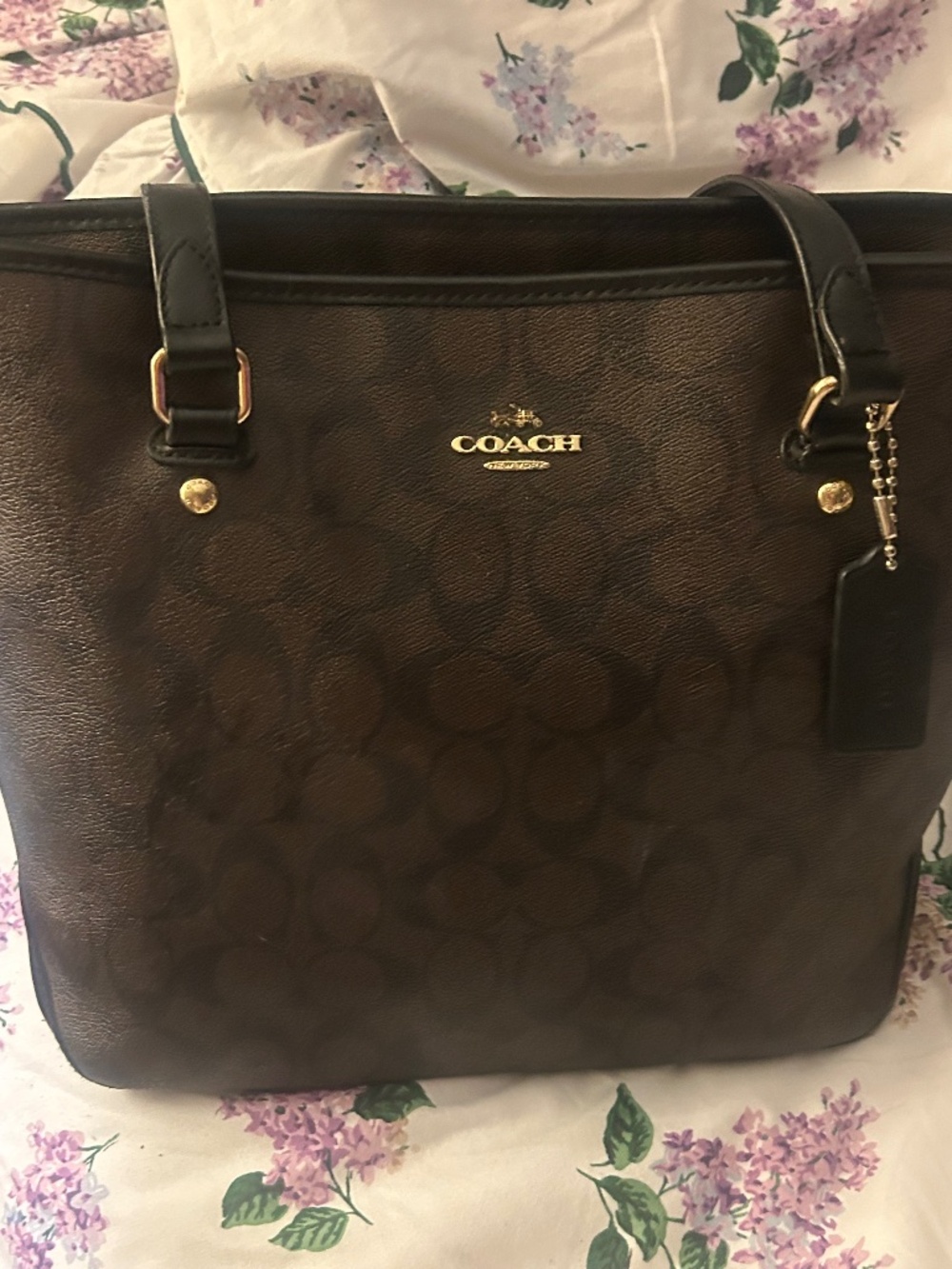 Coach Black Signature Monogram Tote F58294 PLEASE READ